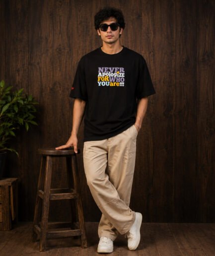Premium Casual Black Oversized Tee – Soft Cotton Rich